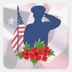 Patriotic Memorial Day American Soldier Salute Square Sticker