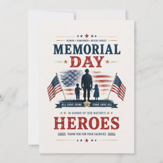 Patriotic Memorial Day Honor Fallen Heroes Thank You Card