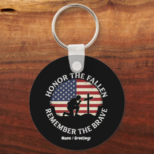 Patriotic Memorial Day Honor The Fallen Kneeling Keychain