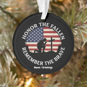  Patriotic Memorial Day Honor The Fallen Kneeling  Ornament