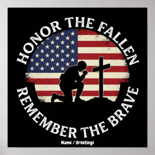  Patriotic Memorial Day Honor The Fallen Kneeling  Poster