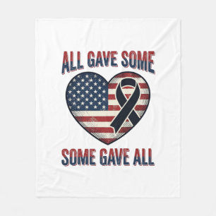 Patriotic Memorial Heart Ribbon Veteran Shirt Desi Fleece Blanket