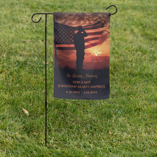 Patriotic Memorial Military Veteran Custom Garden Flag (In SItu)