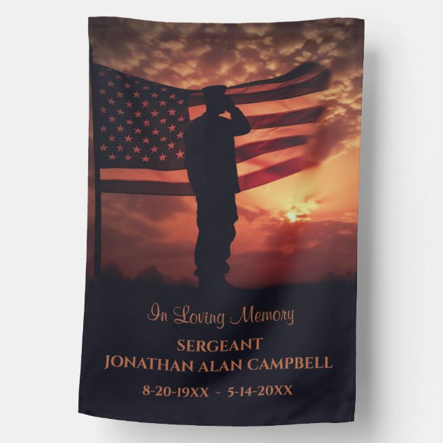 Patriotic Memorial Military Veteran Custom House Flag (Front)