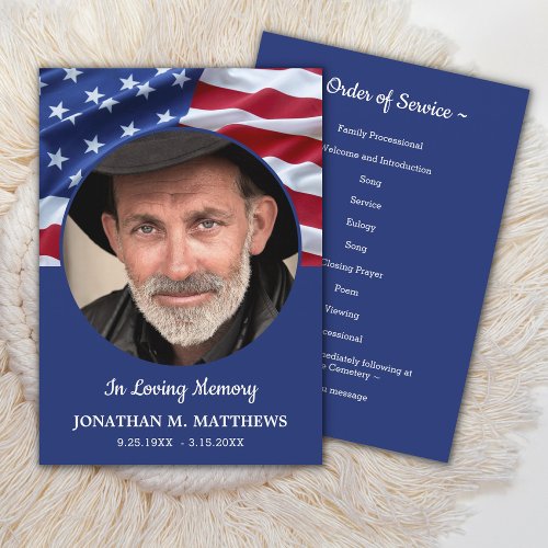 Patriotic Memorial Order Service Veteran Funeral Program