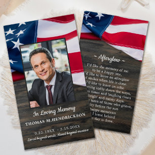 Patriotic Memorial Photo Funeral Prayer Card