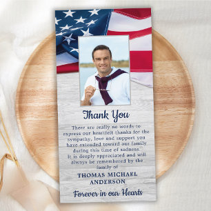 Patriotic Memorial Photo Sympathy Military Funeral Thank You Card