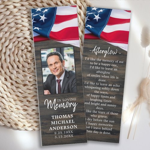Patriotic Memorial Prayer Bookmark Funeral Card