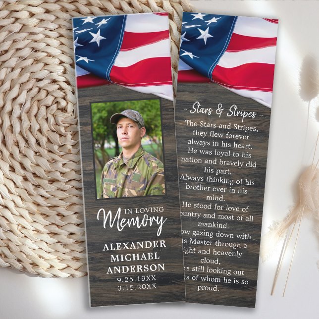 Patriotic Memorial Prayer Card Photo Funeral Favor (Creator Uploaded)