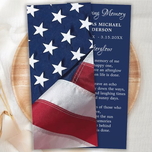 Patriotic Memorial Prayer Card Veteran Bookmark