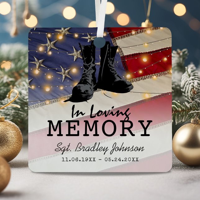 Patriotic Memorial Soldier Photo Metal Ornament (Creator Uploaded)