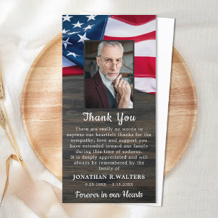 Patriotic Memorial Sympathy Photo Military Funeral Thank You Card