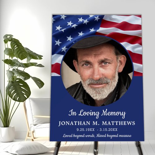 Patriotic Memorial USA American Flag Photo Funeral Foam Board