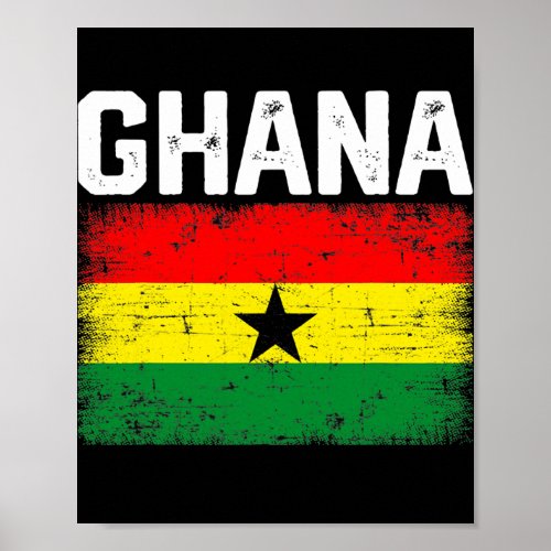 Patriotic Men Women Kid Ghana Flag Distressed  Poster
