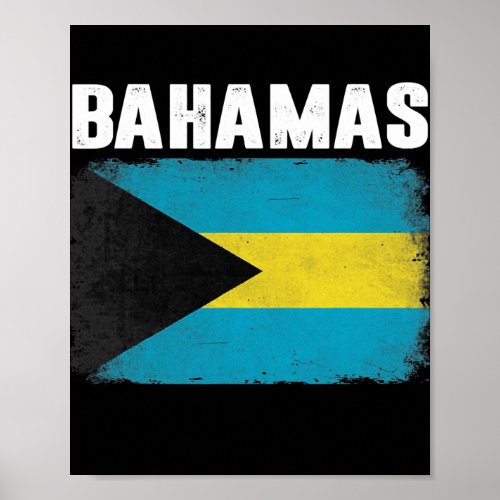 Patriotic Men Women Kids Distressed Bahamas Flag  Poster
