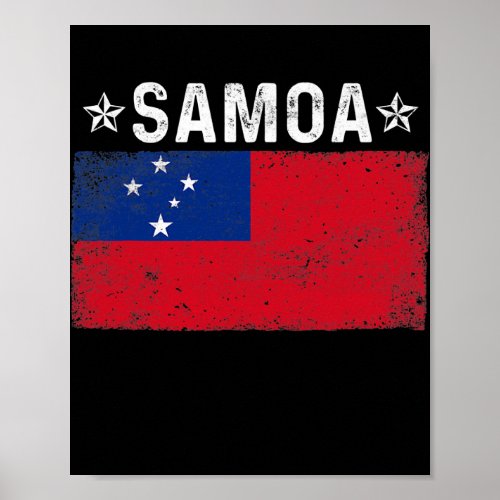Patriotic Men Women Samoa Flag Distressed  Poster
