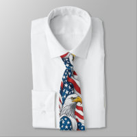 Patriotic Men's Tie: American Eagle and USA Flag
