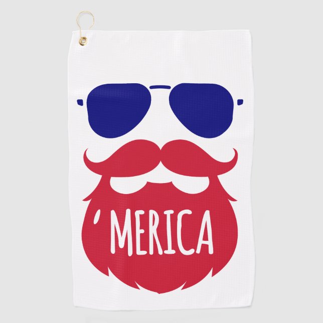 Patriotic 'Merica Red White Blue Golf Towel (Front)