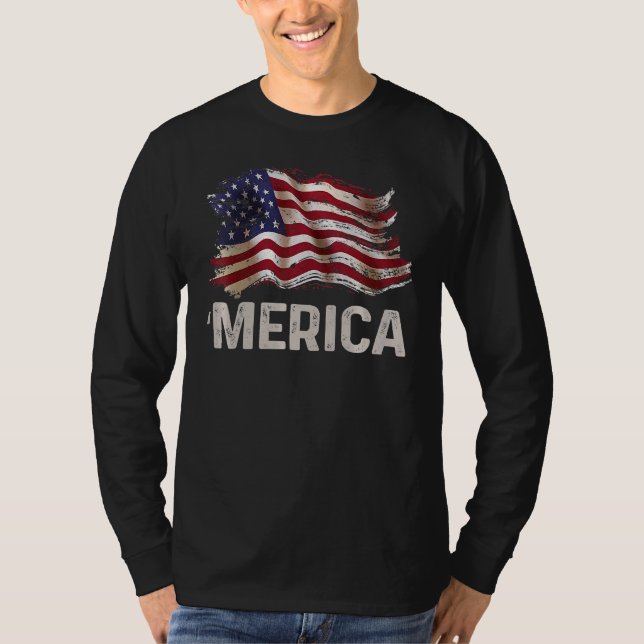 Patriotic Merica Us American Flag Sunglusses 4th O T-Shirt (Front)