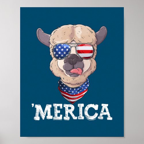 Patriotic Merica USA Flag Alpaca Sunglusses 4th Poster