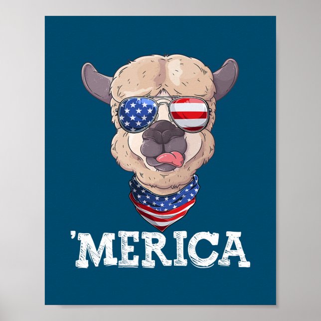 Patriotic Merica USA Flag Alpaca Sunglusses 4th Poster (Front)