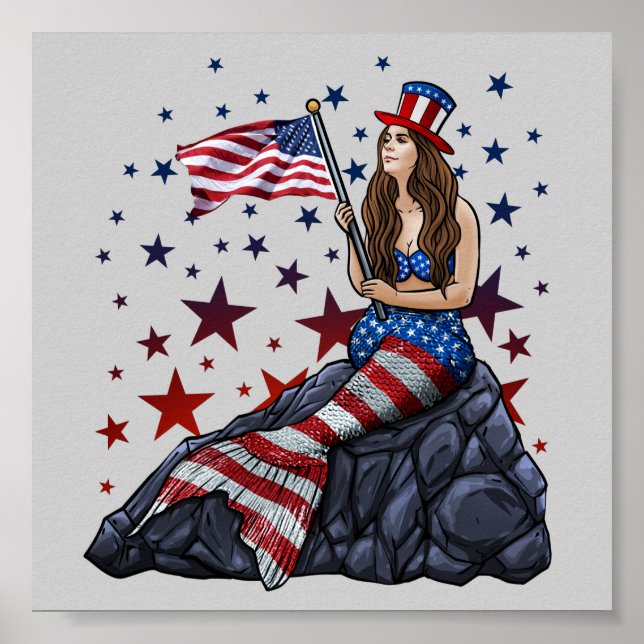 Patriotic Mermaid Poster (Front)