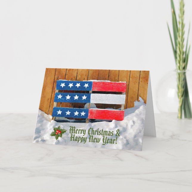 Patriotic Merry Christmas Greeting Card (Front)