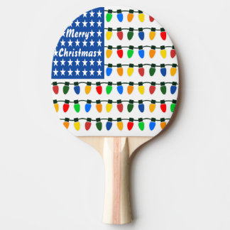 Patriotic Merry Christmas Holiday Light Bulbs Flag Ping Pong Paddle