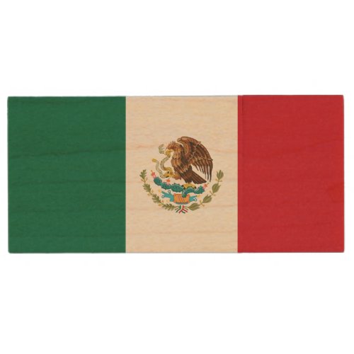Patriotic Mexican Flag Wood USB Flash Drive