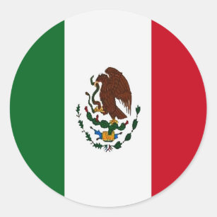 MEXICO FLAG STICKER DECAL MEXICAN COAT OF ARMS ESCUDO DE MEXICO 3.5  DIAMETER C9