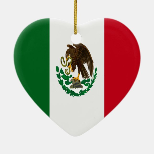Patriotic Mexico flag heart Ceramic Ornament (Back)