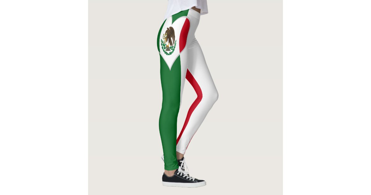 Patriotic Mexico flag heart Leggings