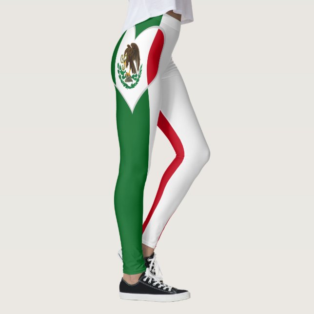 Patriotic Mexico flag heart Leggings (Right)