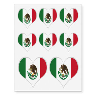 Patriotic Mexico flag heart Temporary Tattoos