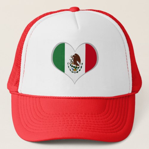 Patriotic Mexico flag heart Trucker Hat
