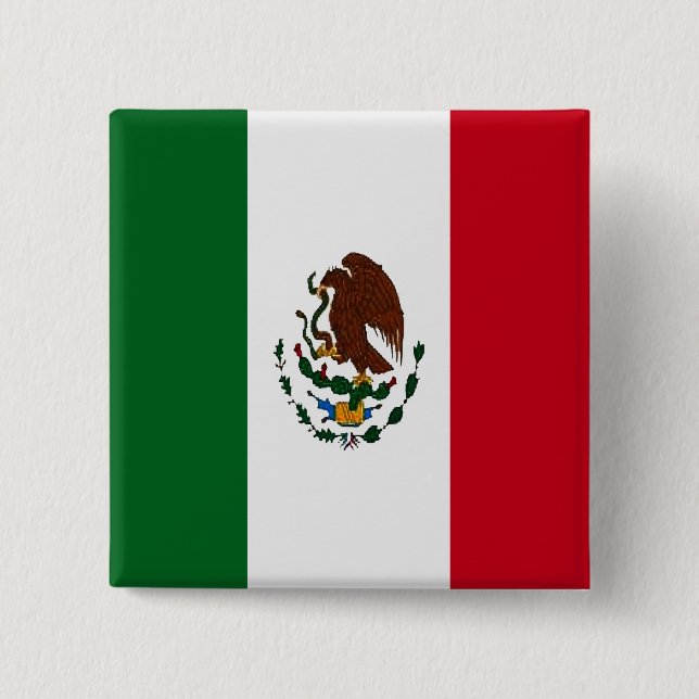 Patriotic Mexico flag Pinback Button (Front)