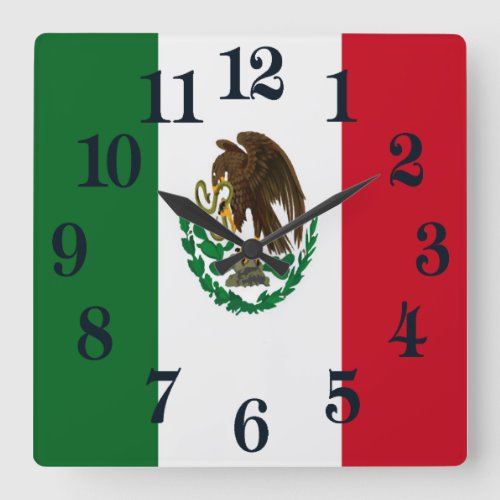 Patriotic Mexico flag Square Wall Clock