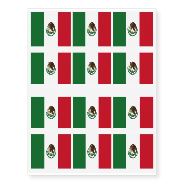 Patriotic Mexico flag Temporary Tattoos (Front)