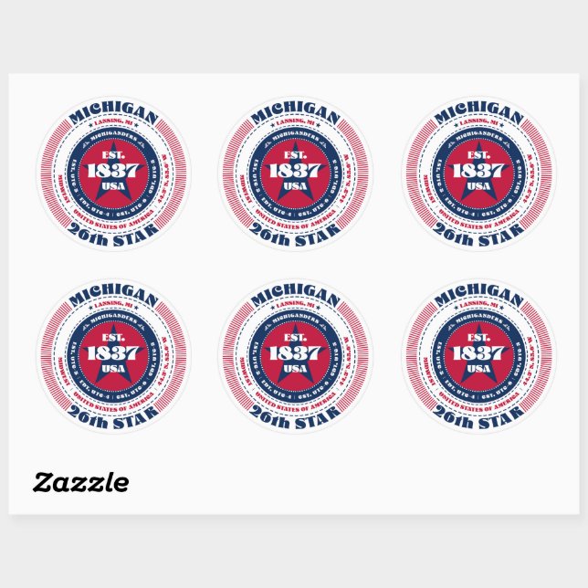 Patriotic Michigan Circle Design Sticker (Sheet)