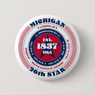 Patriotic Michigan Circle with State Details Button