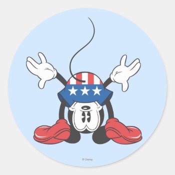 Patriotic Mickey Mouse 3 Classic Round Sticker by MickeyAndFriends at Zazzle