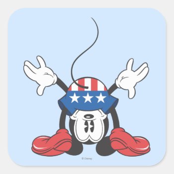 Patriotic Mickey Mouse 3 Square Sticker by MickeyAndFriends at Zazzle