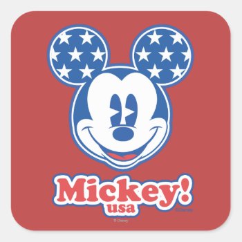 Patriotic Mickey Mouse 4 Square Sticker by MickeyAndFriends at Zazzle