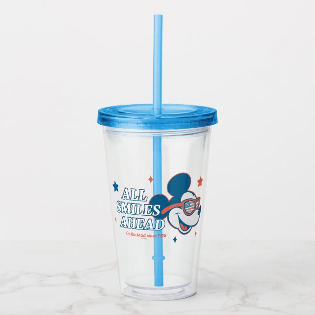 Patriotic Mickey Mouse All Smiles Ahead Acrylic Tumbler (Front)