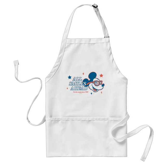 Patriotic Mickey Mouse All Smiles Ahead Adult Apron (Front)