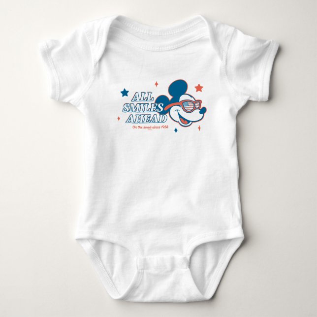 Patriotic Mickey Mouse All Smiles Ahead Baby Bodysuit (Front)