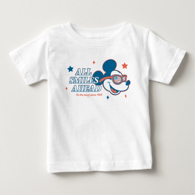 Patriotic Mickey Mouse All Smiles Ahead Baby T-Shirt (Front)