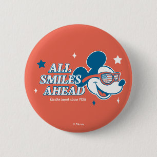 Patriotic Mickey Mouse All Smiles Ahead Button