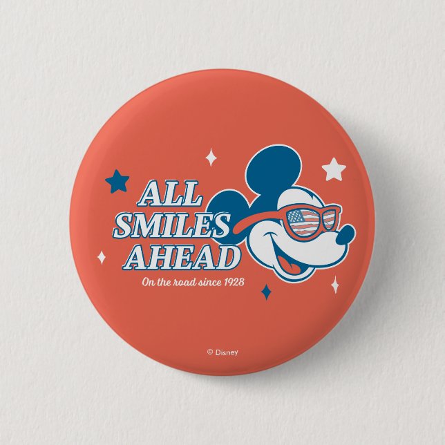 Patriotic Mickey Mouse All Smiles Ahead Button (Front)