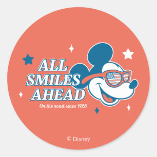 Patriotic Mickey Mouse All Smiles Ahead Classic Round Sticker